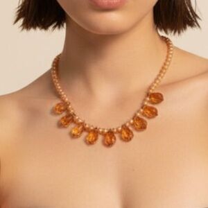 Amber Teardrop Bead Necklace - Women Jewelry
